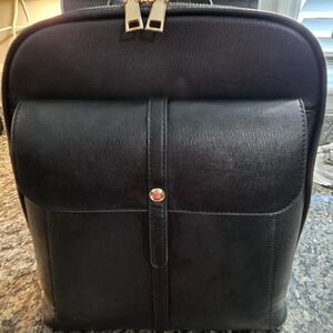 Miztique Black Vegan Backpack Purse/Gold Zipper/snap front pocket/pockets inside